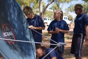 Students at Meekatharra DHS construct the Tiny Radio Telescope (TRT) during an Aspire to Astronomy tour in the Midwest.