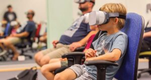 Members of the public experiencing Virtual Reality at the Perth Astrofest.