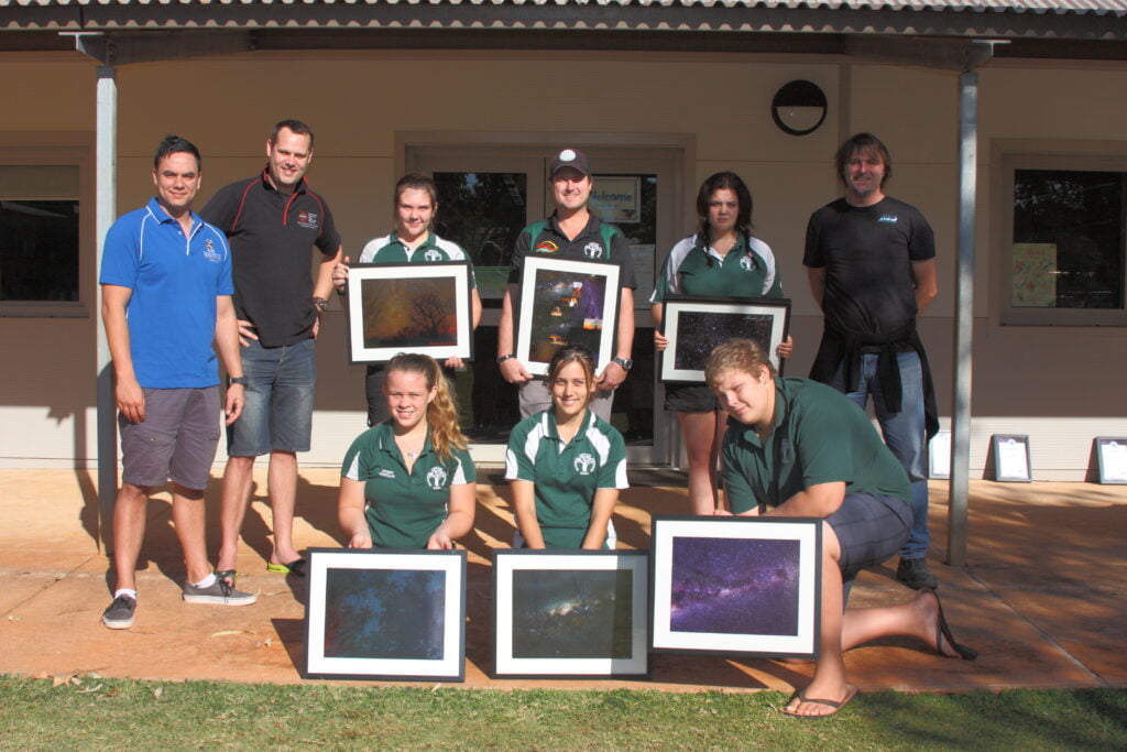 Derby District High School students with the images they took during an AstroPhotoArt program.