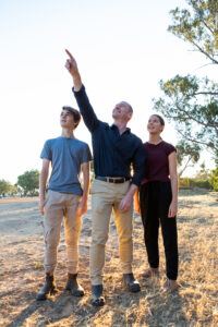 Max Winton, Prof. Steven Tingay and Lucia Richardson in Geraldton. Credit: Prospero Productions.