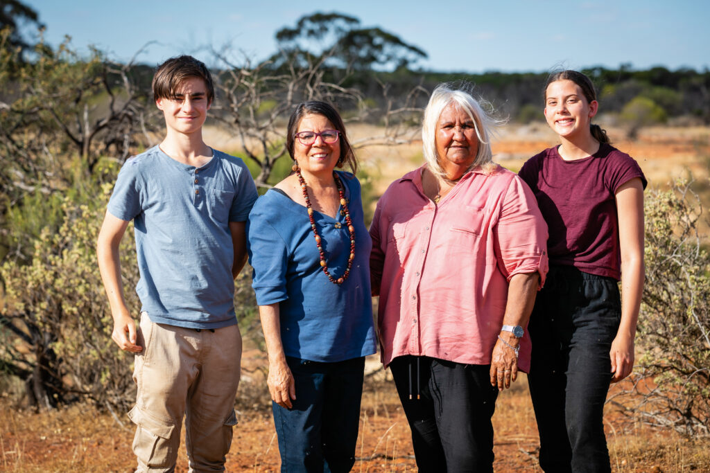 Max Winton, Charmaine Green, Margaret Whitehurst and Lucia Richardson on location. Credit: Prospero Productions.